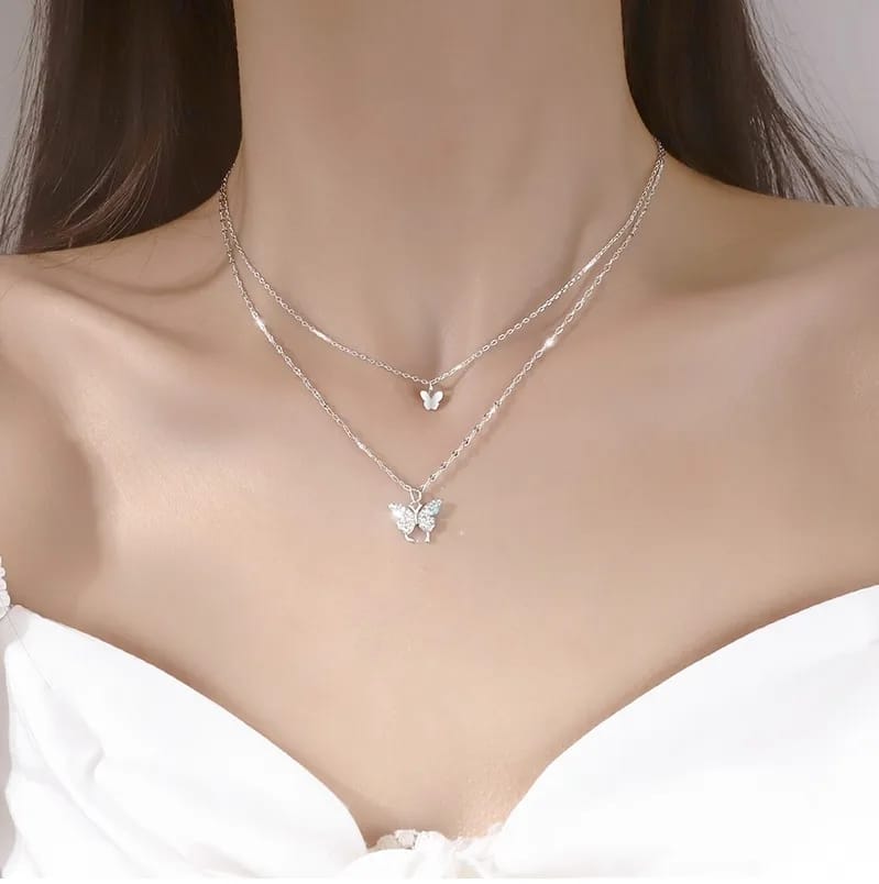 Picture of Double Butterfly Necklace Clavicle Chain