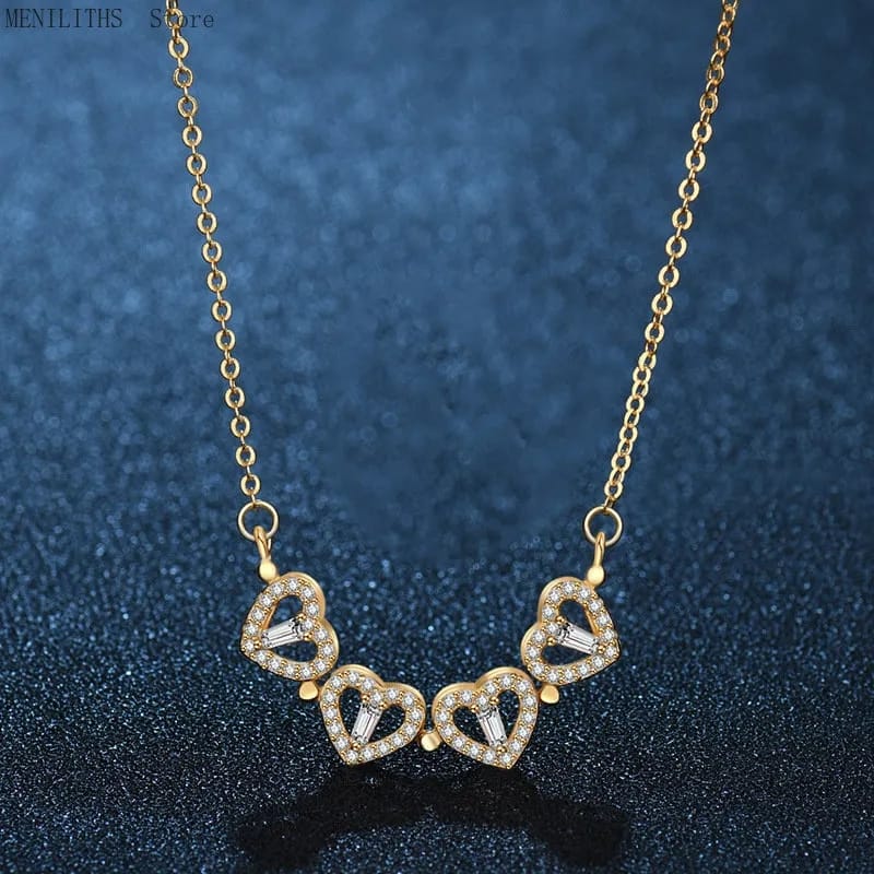 Picture of Magnetic Folding Heart Shaped Four Leaf Clover Pendant Necklace For Women