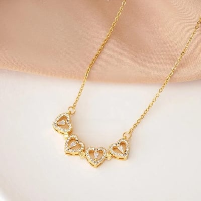 Picture of Clover Necklace Four Leaf Heart Shape Pendant Necklace