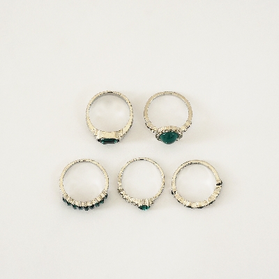 Picture of 5pcs Green Crystal Rings Set for Women