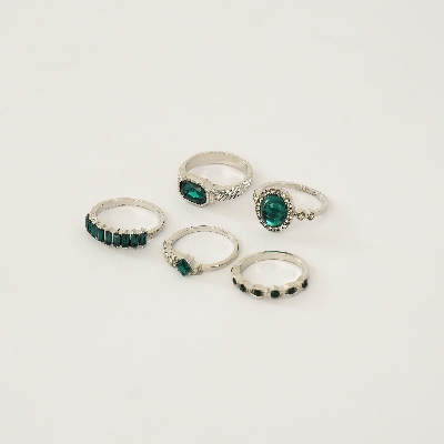 Picture of 5pcs Green Crystal Rings Set for Women