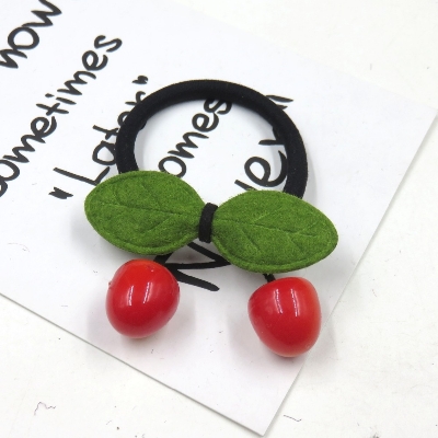 Picture of 2PCS Creative Cherry Elastic Hair Bands For Girls Bohemian Headband Scrunchy Korean Fashion Kids Hair Accessories For Women