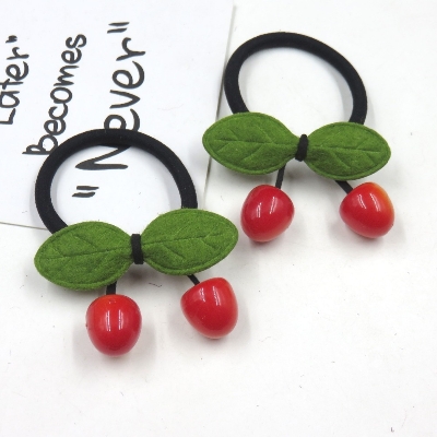 Picture of 2PCS Creative Cherry Elastic Hair Bands For Girls Bohemian Headband Scrunchy Korean Fashion Kids Hair Accessories For Women