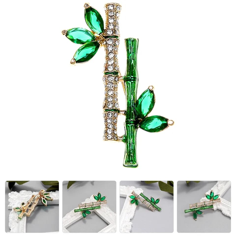 Picture of Green Plant Bamboo Brooch Pinfor Women
