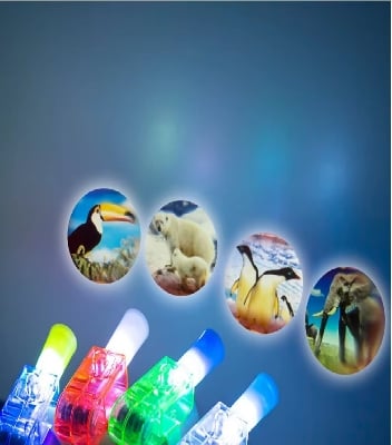 Picture of 10 Pcs Cartoon Cute Projection LED Finger Light Toys Multi-pattern Light-emitting Ring Finger Light Toys Birthday Decorations