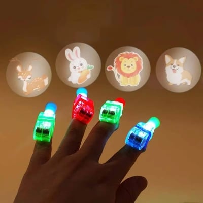 Picture of 10 Pcs Cartoon Cute Projection LED Finger Light Toys Multi-pattern Light-emitting Ring Finger Light Toys Birthday Decorations