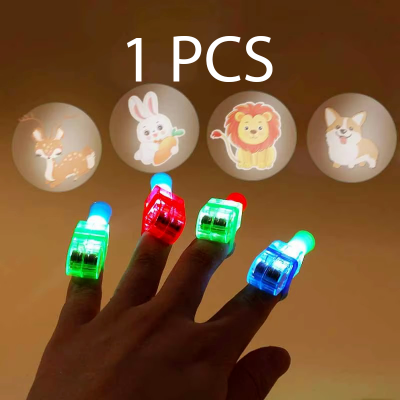 Picture of 1 Pcs Cartoon Cute Projection LED Finger Light Toys Multi-pattern Light-emitting Ring Finger Light Toys Birthday Decorations
