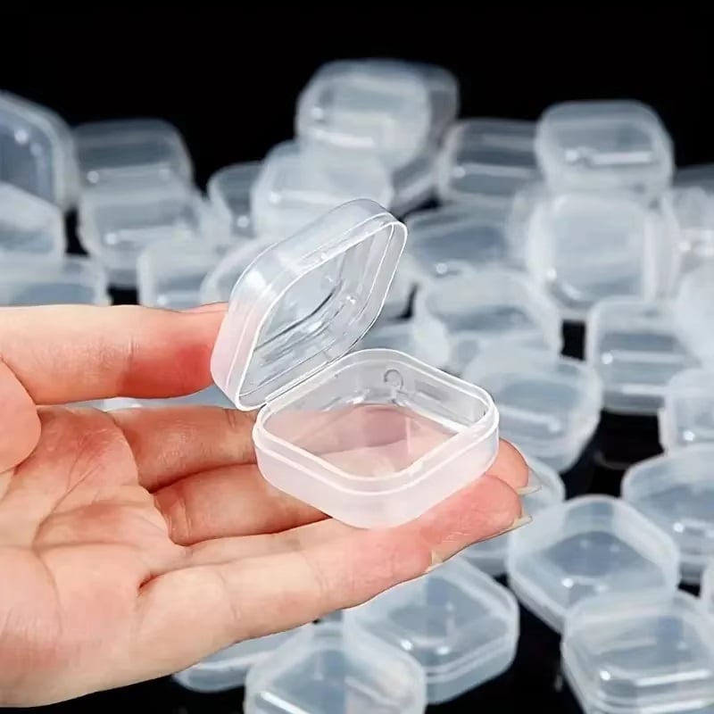 Picture of 1 pcs Mini Storage Box Transparent Square Plastic Case for Earring Ring Jewelry Packaging Portable Grocery Storage Organizer