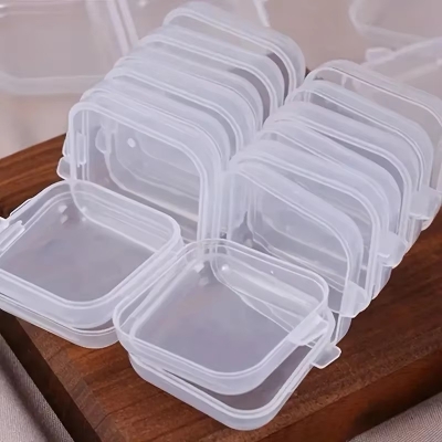 Picture of 1 pcs Mini Storage Box Transparent Square Plastic Case for Earring Ring Jewelry Packaging Portable Grocery Storage Organizer