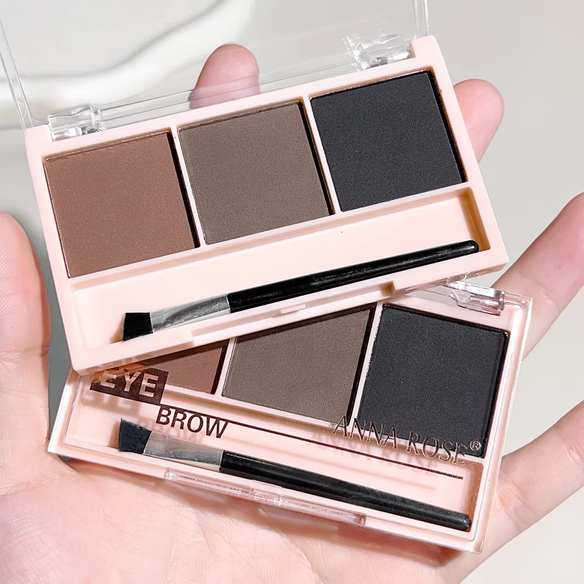 Picture of 3 in 1 Three Color Eyebrow Powder Waterproof Sweat Proof Non Fading for Nose Shadow Highlights Eyebrow Cosmetics Women