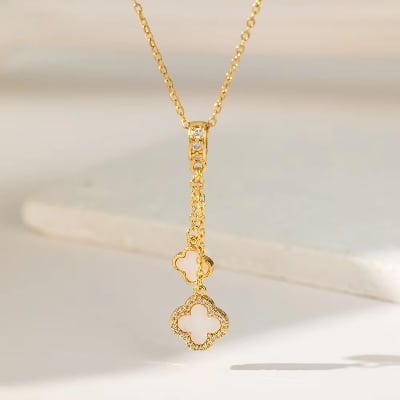 Picture of NECKLACE FOR Fashion Charm Ladies Tassel Long Clover Necklace for girls and women