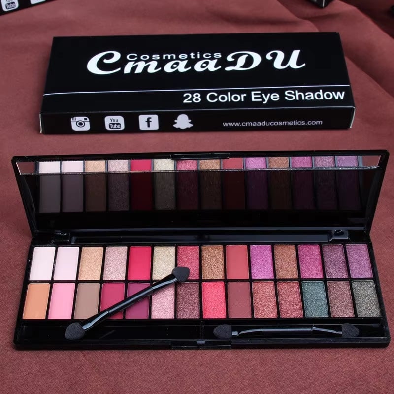 Picture of 28 Colors Eyeshadow Pallette Waterproof and  Long Lasting Make Up with Mirror Brush Eye Shadow Palette Cosmetics for  Girls and Women