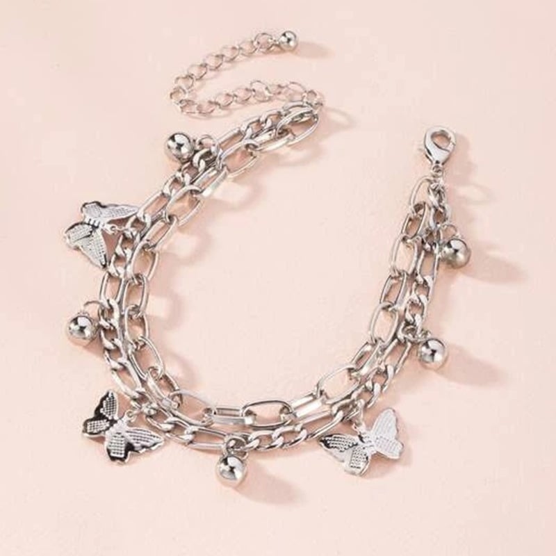 Picture of Gold Butterfly Layered Tassel Bracelet for Women – Buy 1 Get 1 Free | Fashion Clavicle Chain Party Jewelry
