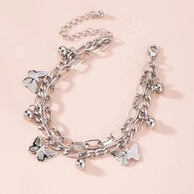 Picture of Gold Butterfly Layered Tassel Bracelet for Women – Buy 1 Get 1 Free | Fashion Clavicle Chain Party Jewelry