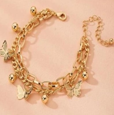 Picture of Gold Butterfly Layered Tassel Bracelet for Women – Buy 1 Get 1 Free | Fashion Clavicle Chain Party Jewelry