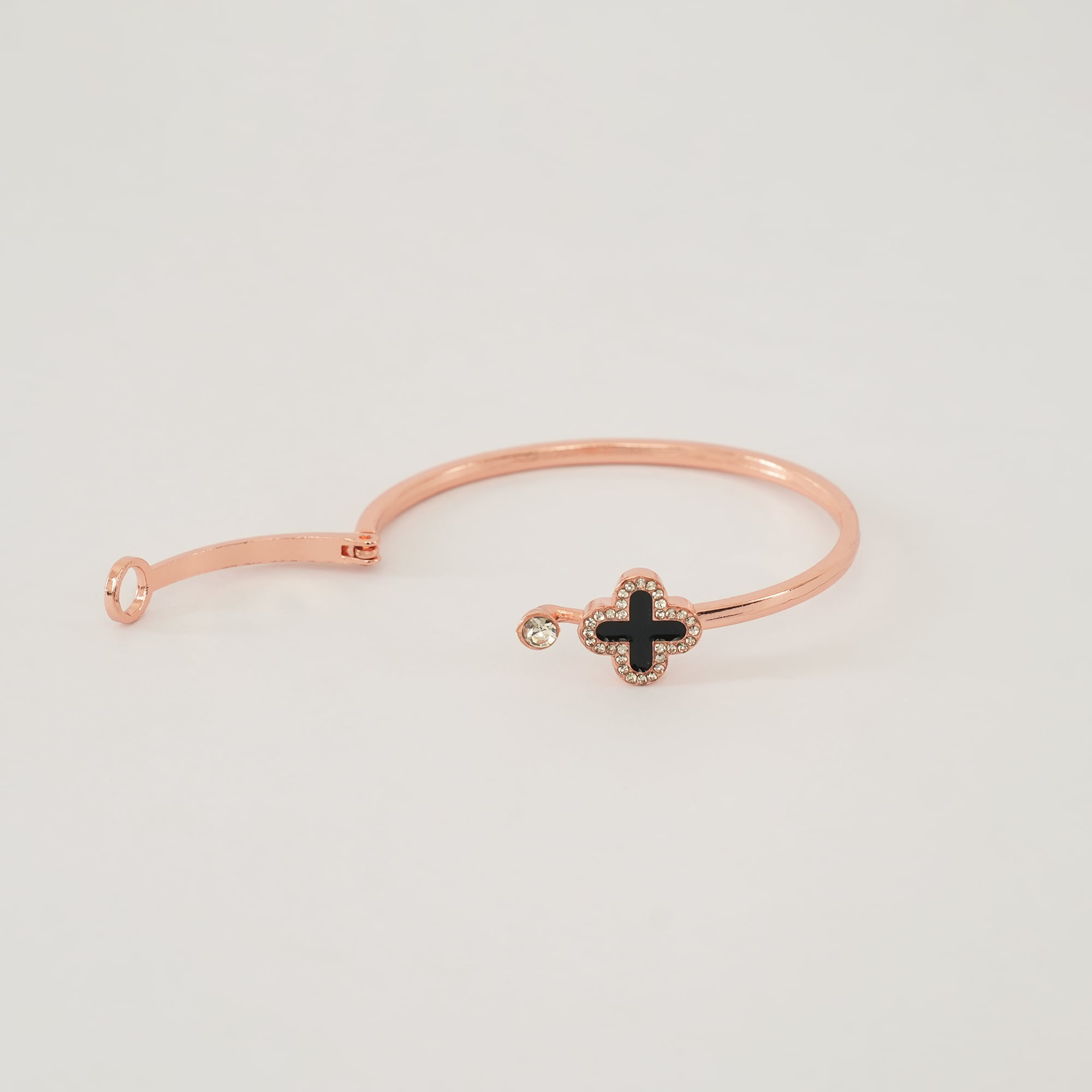 Picture of Titanium Steel Rose Leaf Clover Charm Bangle Bracelet – Buy 1 Get 1 Free | Open Cuff Design
