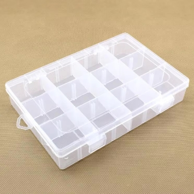Picture of 12 Grid Rectangular Transparent Storage Box with Compartments Jewelry  Tools Organizer Boxes