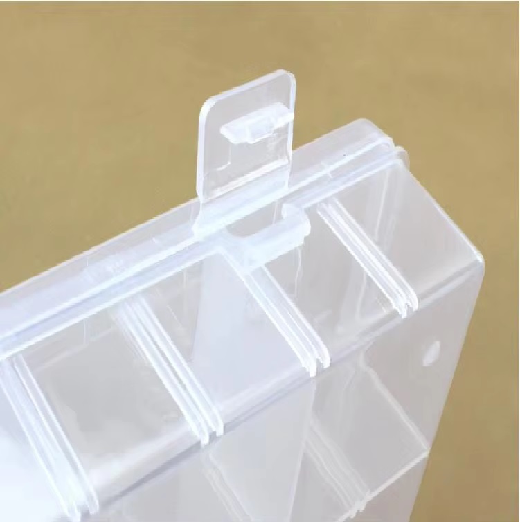 Picture of 12 Grid Rectangular Transparent Storage Box with Compartments Jewelry  Tools Organizer Boxes
