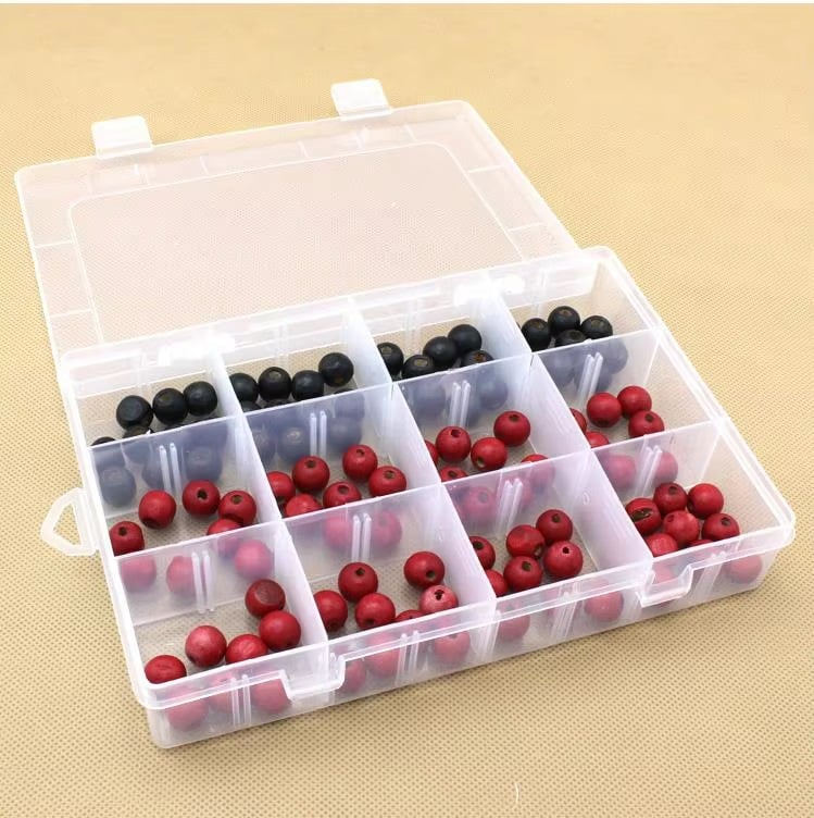 Picture of 12 Grid Rectangular Transparent Storage Box with Compartments Jewelry  Tools Organizer Boxes