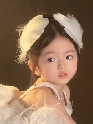 Picture of 2pcs/Set White Color Feather Pearl Hair Clips For Party Performance For Baby girls