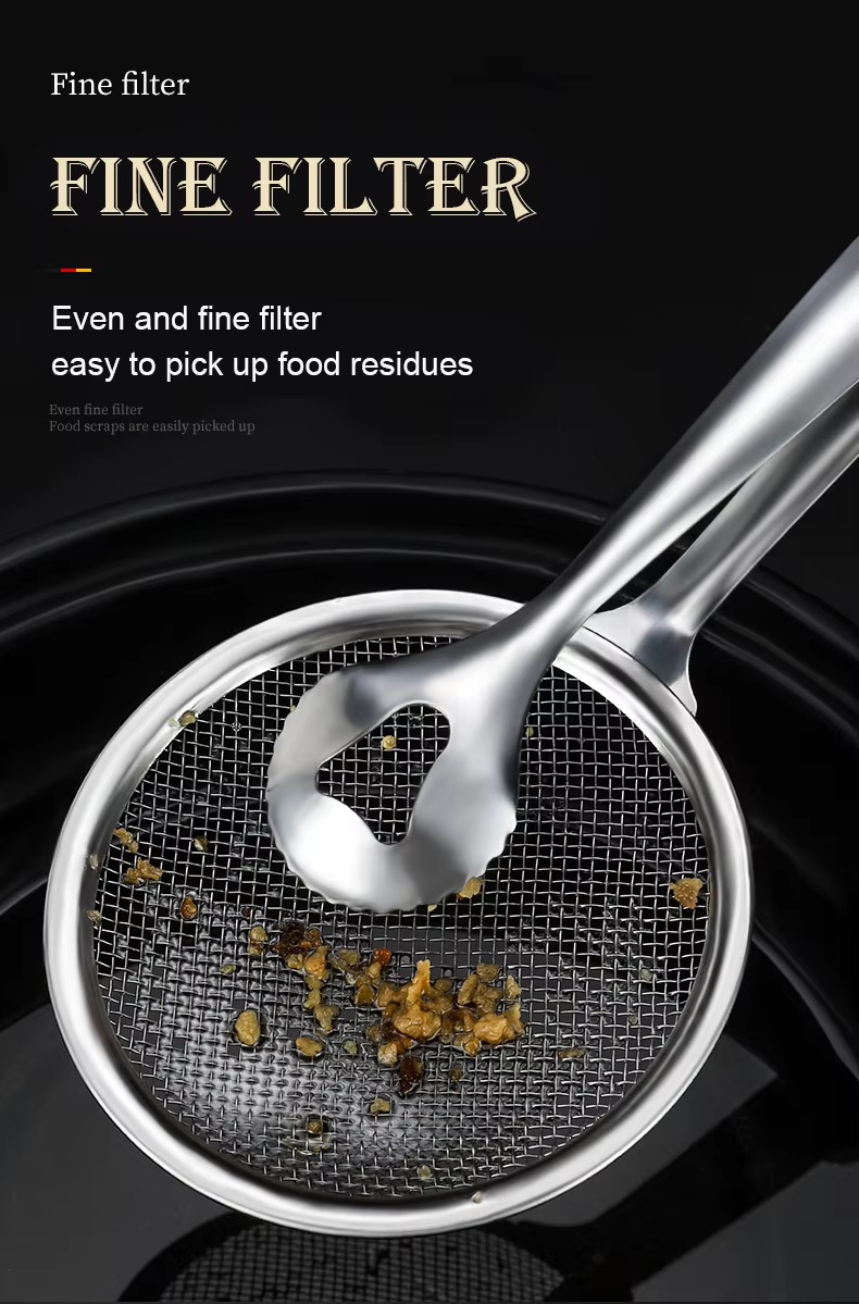 Picture of Multi-Functional Stainless Steel Filter Spoon with Clip Kitchen Tongs Oil-Frying Filter & Fried Food Clip Filter Spoon for Cooking & Serving