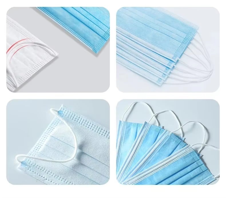 Picture of 3 Layer Breathable Blue Medical Face Masks Protection Mouth Covers Disposable Face Masks with Elastic Ear Loop