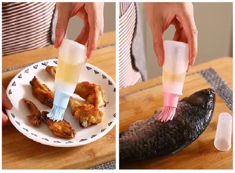 Picture of Silicone Oil Bottle Brush Oil Dispenser Bottle With Barbecue Brush Portable Outdoor BBQ Accessories Kitchen Baking Gadgets