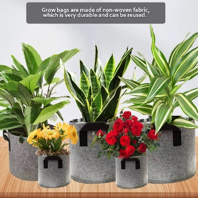 Picture of Breathable Plant Fiber Grow Bags Non-Woven Tomato Tree Planting Felt Flower Pots