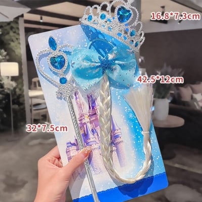 Picture of 3Pcs/Set Little Girls Magic Wand Queen Crown Hair Band Accessories with long tassel