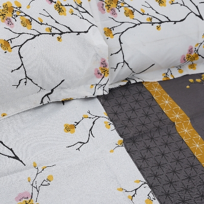Picture of Digital Home TEX Cotton Multicolor (Floral Comfort) King Size Flat Bed Sheet (7.5 by 8.5 Feet) with Two Pillow Covers- 300 Thread Count- Hand Washable