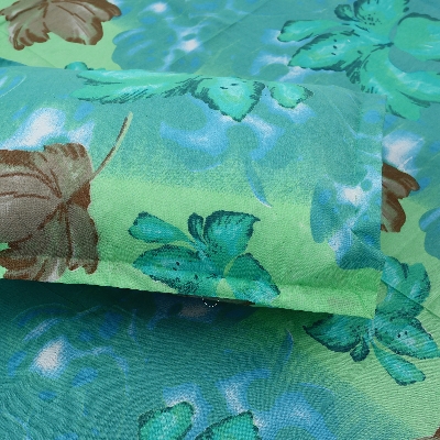 Picture of Cotton Multicolor Double King Size Flat Bed Sheet Set (7.5 by 8.5 Feet) with Two Pillow Covers - Easy Maintainance- 300 Thread Count- Hand Washable