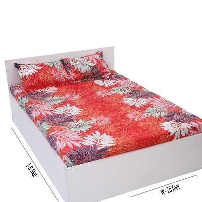 Picture of Cotton Multicolor Double King Size Flat Bed Sheet Set (7.5 by 8.5 Feet) with Two Pillow Covers - Easy Maintainance- 300 Thread Count- Hand Washable