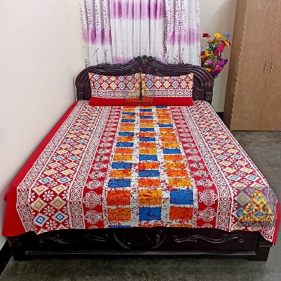 Picture of Double Size Flat Cotton Bed Sheet Set - 2 Pillow Covers Included Easy Maintenance- 300 Thread Count- Hand Washable