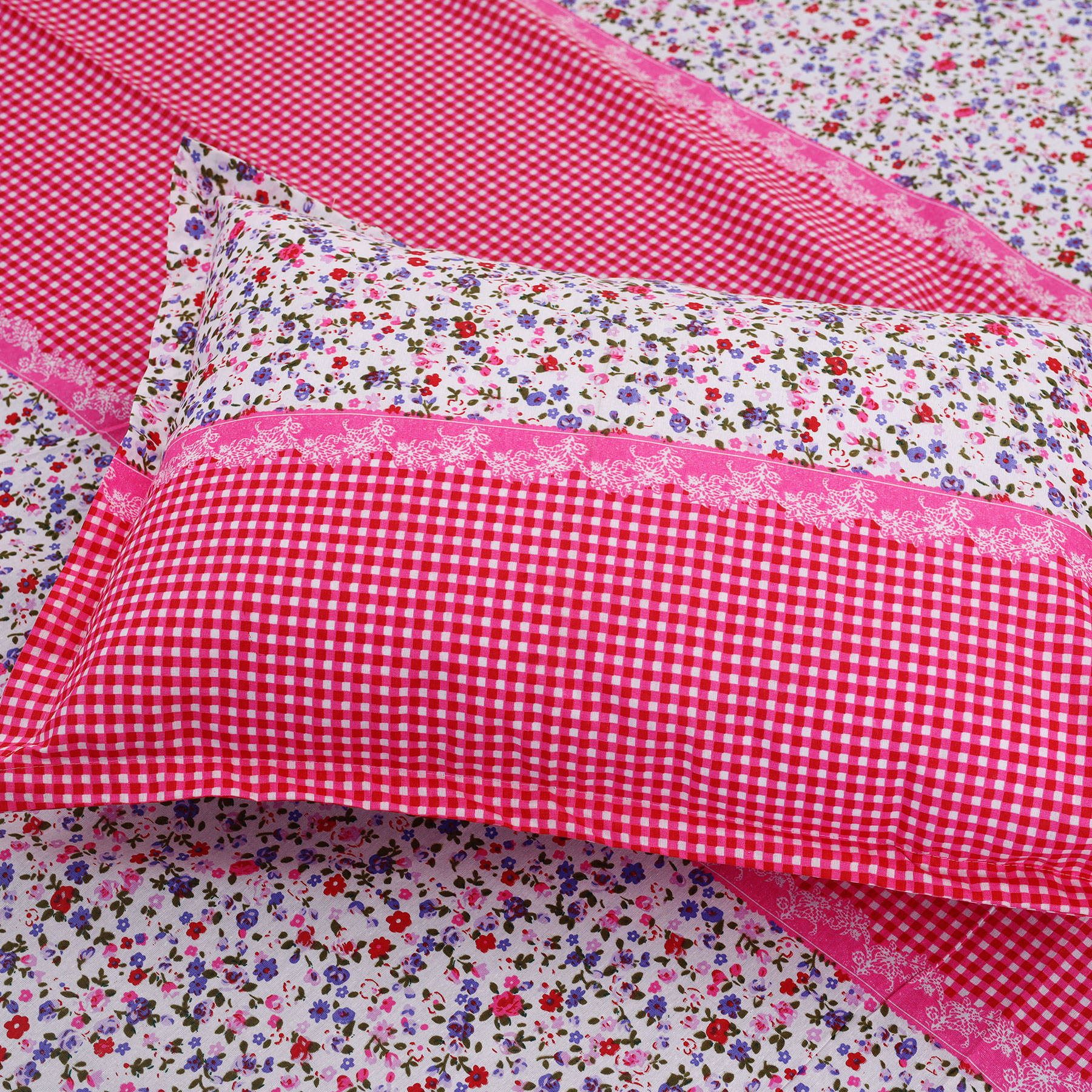 Picture of Cotton Fabric Multicolor Print Double King Size Bedsheet Set (7.5 by 8.5 Feet) with Two Pillow Covers - Elegant Bedding - Easy Maintanance
