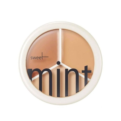 Picture of Sweet Mint Concealer, Tri-color Concealer Palette of Covers Acne Marks Dark Circles