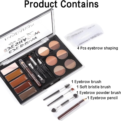 Picture of Handaiyan 12 Colors Eyebrow Powder 5 Colors Eyebrow Cream Palette With Eyebrow Pencil Brush Cards Waterproof Makeup Kit