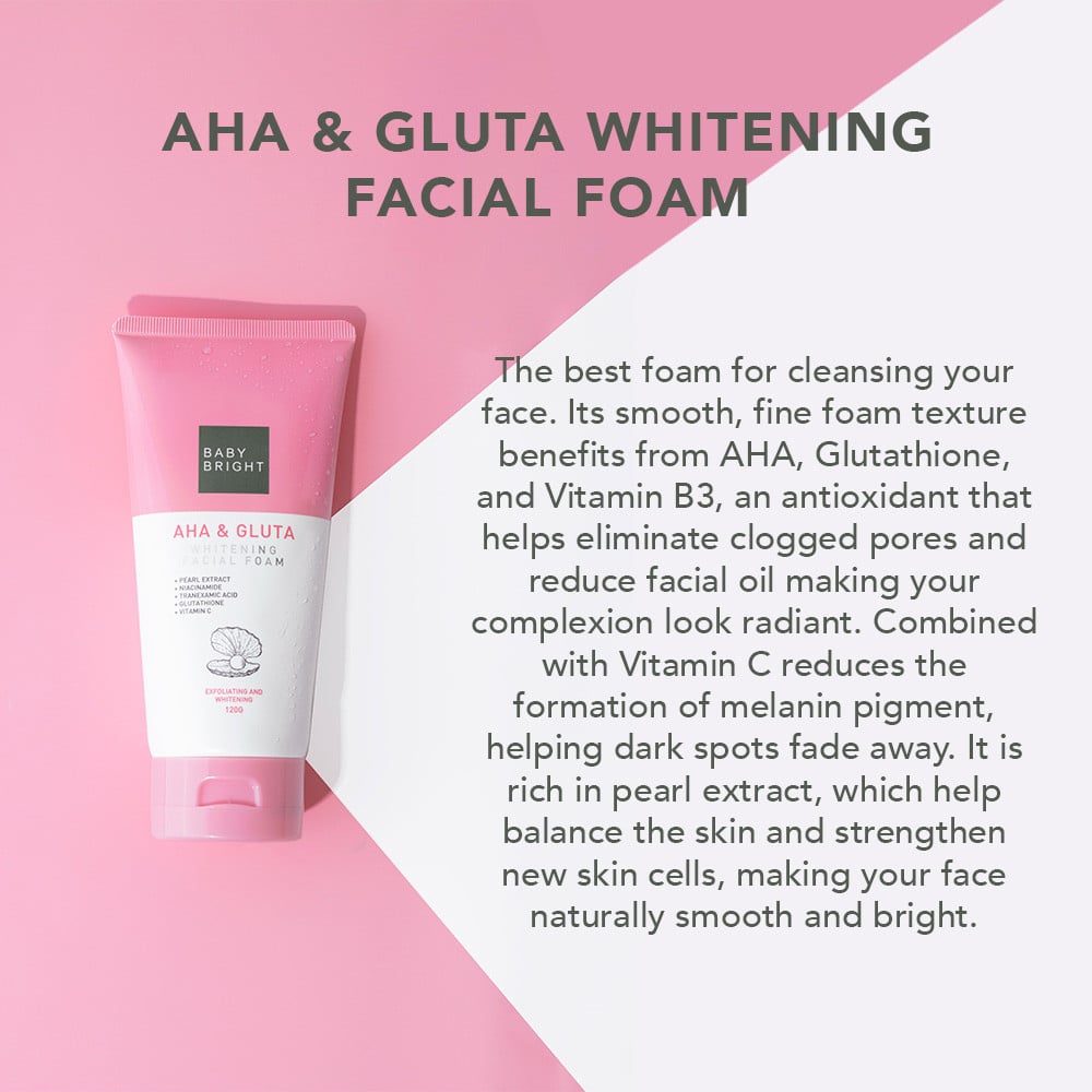 Picture of BABY BRIGHT AHA & GLUTA WHITENING FACIAL FOAM 120G (Made In Thailand)