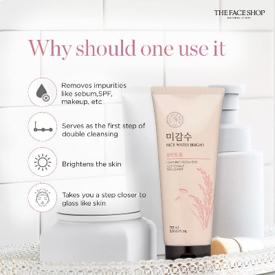 Picture of Rice Water Bright Cleansing Foam 100ml | Face Wash for Glowing Skin, Korean Skin Care Products, For All Skin Types No Ratings