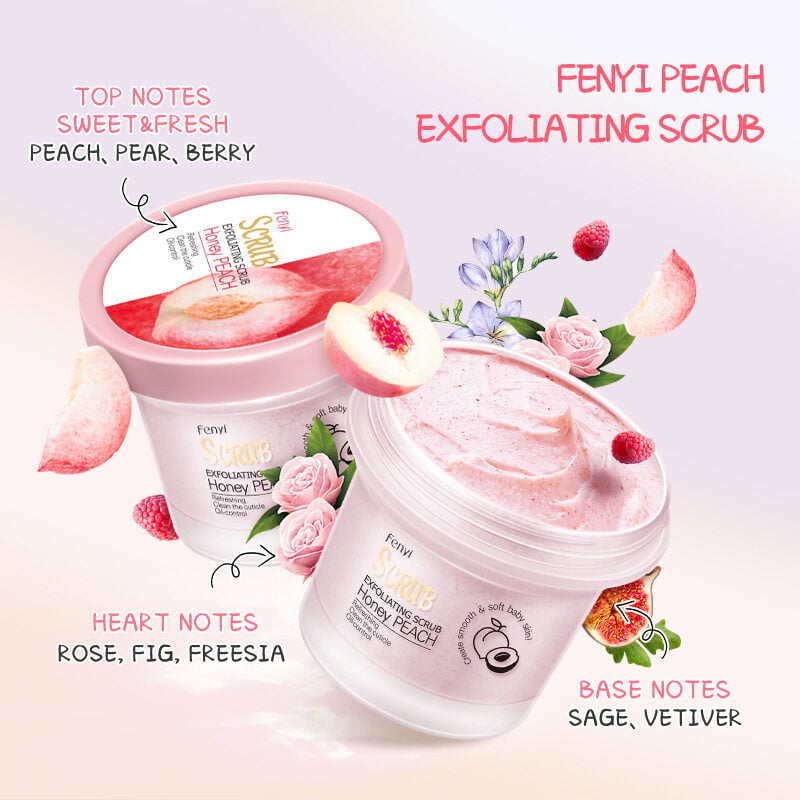 Picture of Fenyi Honey Peach Britning Body Pores Cleansing Cream Exfoliating Smooth Scrub -100gm