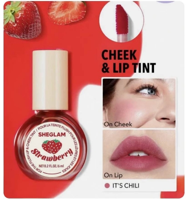Picture of SHEGLAM For The Flush Lip & Cheek Tint-Fruit Punch Long-Lasting Matte Finish Lip Tint Easy-To-Use Lightweight Blush Moisturizing Lip Stain Liquid Lipstick Pink Liquid Lipstick