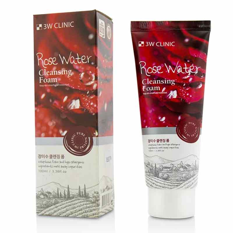 Picture of 3W CLINIC Rose Water Cleansing Foam moisturizing 100 ml, for face