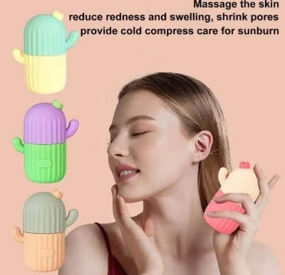 Picture of Cactus Shape Ice Roller For Face Reusable Ice Face Massager For Women Girl Eliminate Facial Puffiness In The Morning Easy To Use