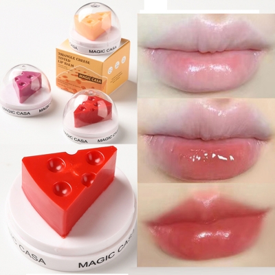 Picture of Cheese Shaped Lip Balm Temperature Control Color Change Moisturizing Lipstick Anti-Cracking Anti-Drying Hydration Lip Care