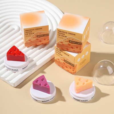 Picture of Cheese Shaped Lip Balm Temperature Control Color Change Moisturizing Lipstick Anti-Cracking Anti-Drying Hydration Lip Care
