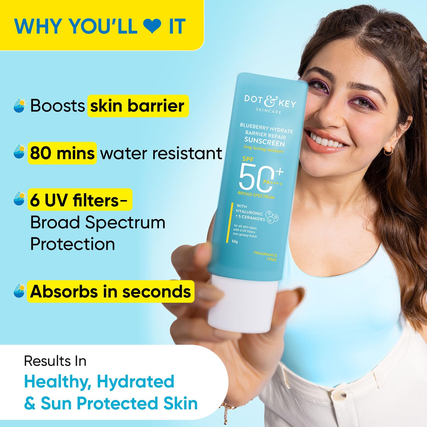 Picture of DOT & KEY BLUEBERRY HYDRATE BARRIER REPAIR SUNSCREEN 50 gm