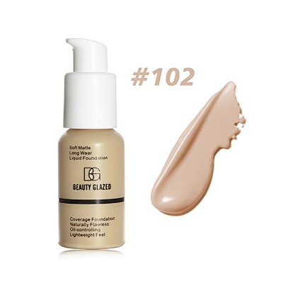 Picture of Beauty Glazed Soft Matte Silky Full Coverage Liquid Foundation, Multi-Use Buildable Foundation Lightweight Feel Oil Control Longwear Naturally Flawless Coverage Foundation-102-NUDE