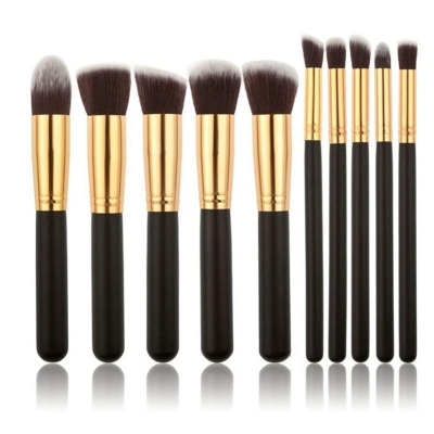 Picture of Kabuki Brush 10pcs Set - Black And Golden