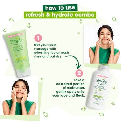 Picture of Simple Kind to Skin Refreshing Facial Wash & Hydrating Light Moisturiser Combo - (150ml +125ml)