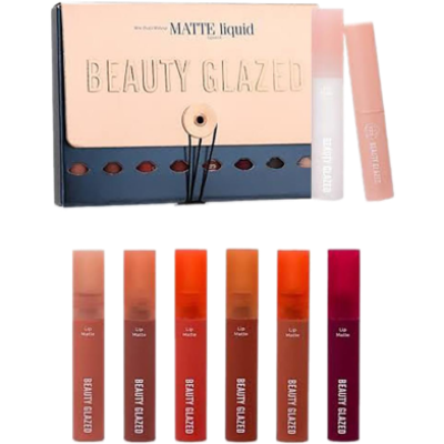 Picture of BEAUTY GLAZED 8PCS LIPS MAKEUP SET LIPSTICK LONG LASTING MOISTURE LIP GLOSS COSMETIC RED LIP MATTE LIPSTICK WATERPROOF