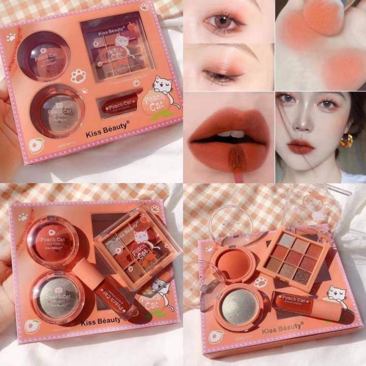 Picture of KISS BEAUTY MAKEUP SET 4in1 CAT CLAW MAKEUP SET PEACH BEAUTY MAKEUP PALETTE SET